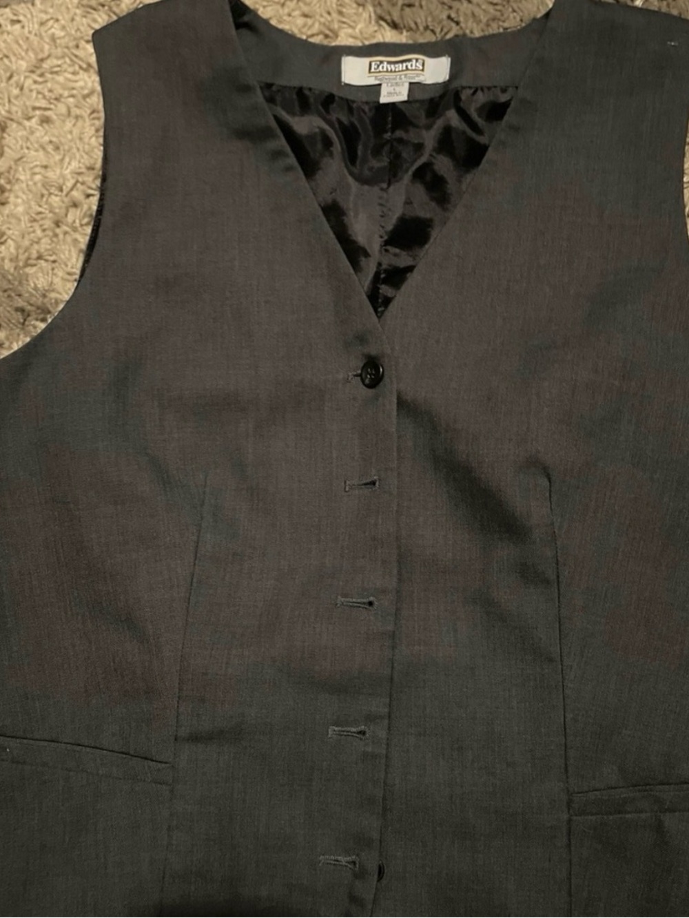 Edwards Redwood & Ross Charcoal Gray Server Vest Waitress Tuxedo Vest Large